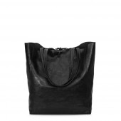 Geanta shopper din piele naturala DiAmanti Luisa Nero Metallico